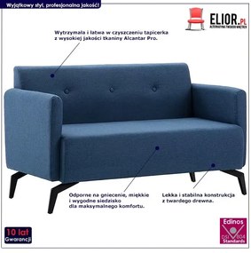 Stylowa 2-osobowa sofa Rivena 2X - niebieska