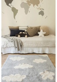 Szary dywan dziecięcy z mieszanki bawełny tkany ręcznie odpowiedni do prania 120x160 cm Clouds Grey – Lorena Canals