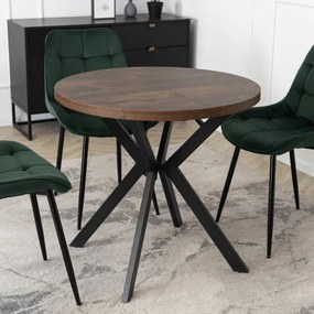 Stół Okrągły Rozkładany DORIAN 80-160 cm Dąb Rustykalny/Czarny Nowoczesny Loft