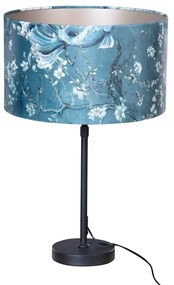 Lampa stołowa czarna z aksamitnym abażurem w kształcie ryby 35 cm - Parte klasyczny/Antyczny Oswietlenie wewnetrzne