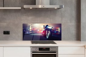Szkło do Kuchni na Ścianę Motocykl w Miejskiej Scenerii