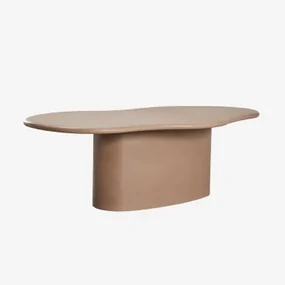 Owalny Stół Ogrodowy 230x130 Cm Z Betonu Vaduz Jasny Camelowy Brąz - Sklum
