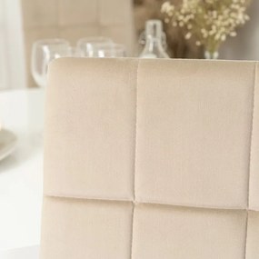 Krzesło Tapicerowane do Jadalni MOLLY Beżowe Welurowe Nowoczesne