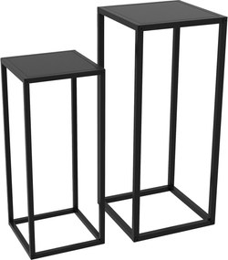 Outsunny Stojaki na Kwiaty, Zestaw 2, Skandynawski Design, Metalowy Stelaż, Wysokości 58,5/65cm, Czarne