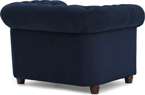Niebieski aksamitny fotel typu chesterfield York Blik – Ropez
