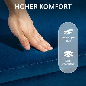 HOMCOM Ławka Tapicerowana z Miejscem do Przechowywania, Metal, Drewno Gumowe, Pianka, 100 x 40 x 42 cm, Granatowa