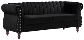 Kanapa 3-osobowa chesterfield z czarnego weluru TRUMBO