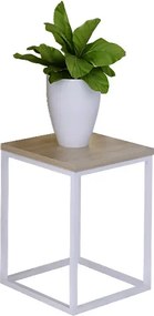 Minimalistyczny kwietnik biały + dąb sonoma T2-H75