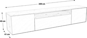 Szafka RTV wisząca ROVA 200 cm do Salonu pod Telewizor - Czarny