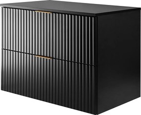 Szafka pod umywalkę, Czarny, 80 x 57 x 46 cm, uchwyt złoty + Blat