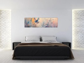 Obraz - Łąka z motylem II (170x50 cm)