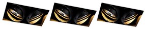 Zestaw 3 wpuszczanych reflektorów czarnych GU10 AR111 bez obramowania 2-światłowe - Oneon