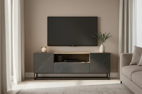 Szafka RTV Asha 167 cm z szufladą i metalowym stelażem - artisan / rivier stone mat