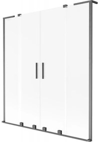 Mexen Velar L Duo parawan nawannowy 2-skrzydłowy rozsuwany 160 x 150 cm, szron, gun gray szczotkowany - 896-160-003-32-66