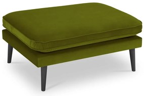 Zielony aksamitny podnóżek z czarnymi nogami Kooko Home Lento