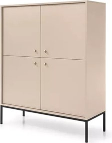 Gerra – elegancka komoda na wysokich metalowych nogach, 4-drzwiowa w kolorze beżowym lub granatowym