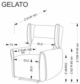 Fotel rozkładany GELATO szary elektryczny  HALMAR