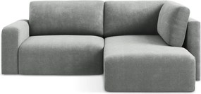 Szary rozkładany narożnik ze schowkiem z tkaniny szenilowej (prawostronny/w kształcie litery L) Kona – Makamii