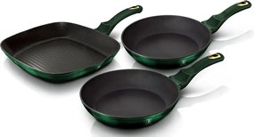 3 zielone patelnie z powłoką granitową D2-P29