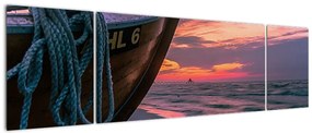 Obraz łodzi na brzegu (170x50 cm)
