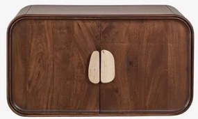 Zestaw Wiszących Mebli Łazienkowych 95x45 Cm Z Drewna Mango I Naturalnego Kamienia Kivalina Trawertyn - Ciemne Drewno Mango & Without - Sklum