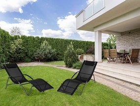 Leżak ogrodowy Sorella 033 - komfortowy, czarny leżak na taras, basen