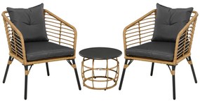 Outsunny Zestaw Bistro 3cz Odporny na Warunki Atmosferyczne Stolik Krzesła Piaskowy Ciemnoszary | Aosom PL