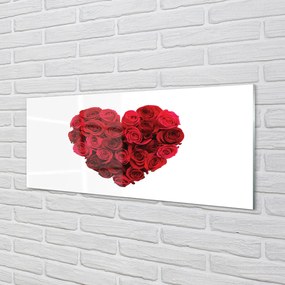 Szklany Panel Serce z Czerwonych Róż