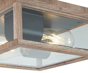 Zewnetrzna Industrialna lampa sufitowa z nadrukiem drewna IP44 2-źródła światła - CharloisPrzemysłowy Oswietlenie zewnetrzne