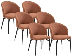 Zestaw 6 krzeseł z tkaniny i metalu – kolor terracotta – GILONA marki Pascal MORABITO marki Pascal Morabito