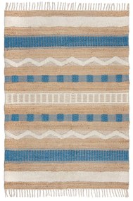 Niebiesko-naturalny dywan z mieszanki juty tkany ręcznie 120x170 cm Medina Jute – Flair Rugs
