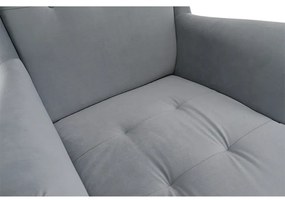 Jasnoszary fotel uszak z brązowymi nogami RUFINO NEW