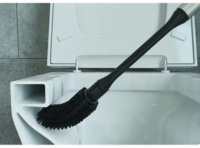 Ciemnoszara szczotka do WC ze stali nierdzewnej Cleany – Metaltex