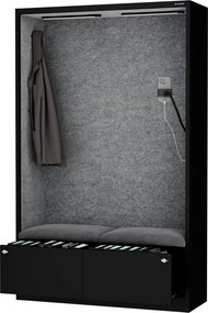 Szafa akustyczna do biura i szkoły Sally MentalBox, 115 x 40 x 185 cm, czarny/szary