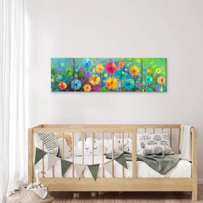 Obraz - Abstrakcyjne kwiaty (170x50 cm)