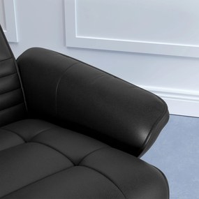 HOMCOM Fotel z podnóżkiem, obrotowy, ergonomiczny, w wyglądzie mikrofałdy, do 150 kg, Czarny