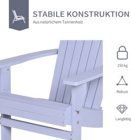 Outsunny Wygodne Krzesło Ogrodowe Adirondack - Leżak, Mebel Balkonowy, Niebieski - Relaks na Świeżym Powietrzu
