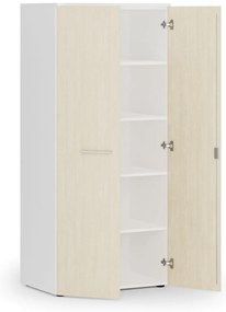 Szafa biurowa z drzwiami PRIMO WHITE, 800 x 500 x 1781 mm, biały/brzoza