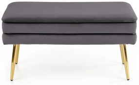 VELVA ławka tapicerowana z pojemnikiem szary velvet, złoty chrom