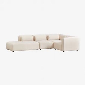 Sofa Modułowy Narożny 4-częściowy Z Lewym Szezlongiem Fogler Sztruks Beż Lniany - Sklum