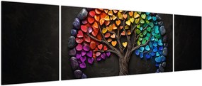 Obraz – Drzewo pełne kolorowych serc (170x50 cm)