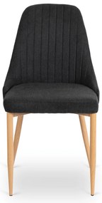 Zestaw Stół Prostokątny Rozkładany do Jadalni EDWIN 160-260 cm Dąb Złoty/Czarny i 4 Krzesła Tapicerowane TORINO Czarne