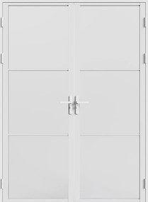 Odwracalny blok drzwiowy dwuskrzydłowy z aluminium i matowego szkła - 2 x W204 x S73 cm - Biały - MASERU