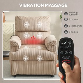 Fotel masujący HOMCOM — wibracje, ogrzewanie, cichy silnik, pamięć pozycji, brązowy