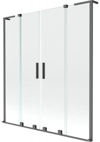 Mexen Velar L Duo parawan nawannowy 2-skrzydłowy rozsuwany 150 x 150 cm, transparent, gun metal - 896-150-003-02-95