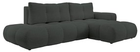 Rozkładany narożnik tapicerowany z pojemnikiem na pościel, układ L ALMADA prawy antracyt