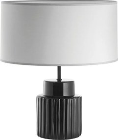 Lampa sto?owa CERAMIC styl klasyczny - E27 15W - Wysoko?? 46,5 cm - bawe?niany aba?ur ø38 cm - IP20 - kabel 2 m - on&off - ceramiczny - czarno-bia?y
