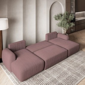 Masseno Narożnik SAVONA z funkcją spania i pojemnikiem na pościel Narozniki U, Rozkładana sofa - Wrzos, POSO 130
