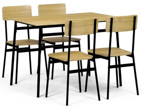 Zestaw jadalniany Industrial z 4 krzesłami, 110 x70 x 76 cm, dziki dąb