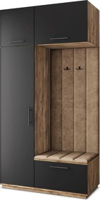 Masseno Garderoba REMA 120/240/60 cm Nowoczesna Szafa do Przedpokoju Dąb lefkas, MONOLITH 09 (Beżowy)